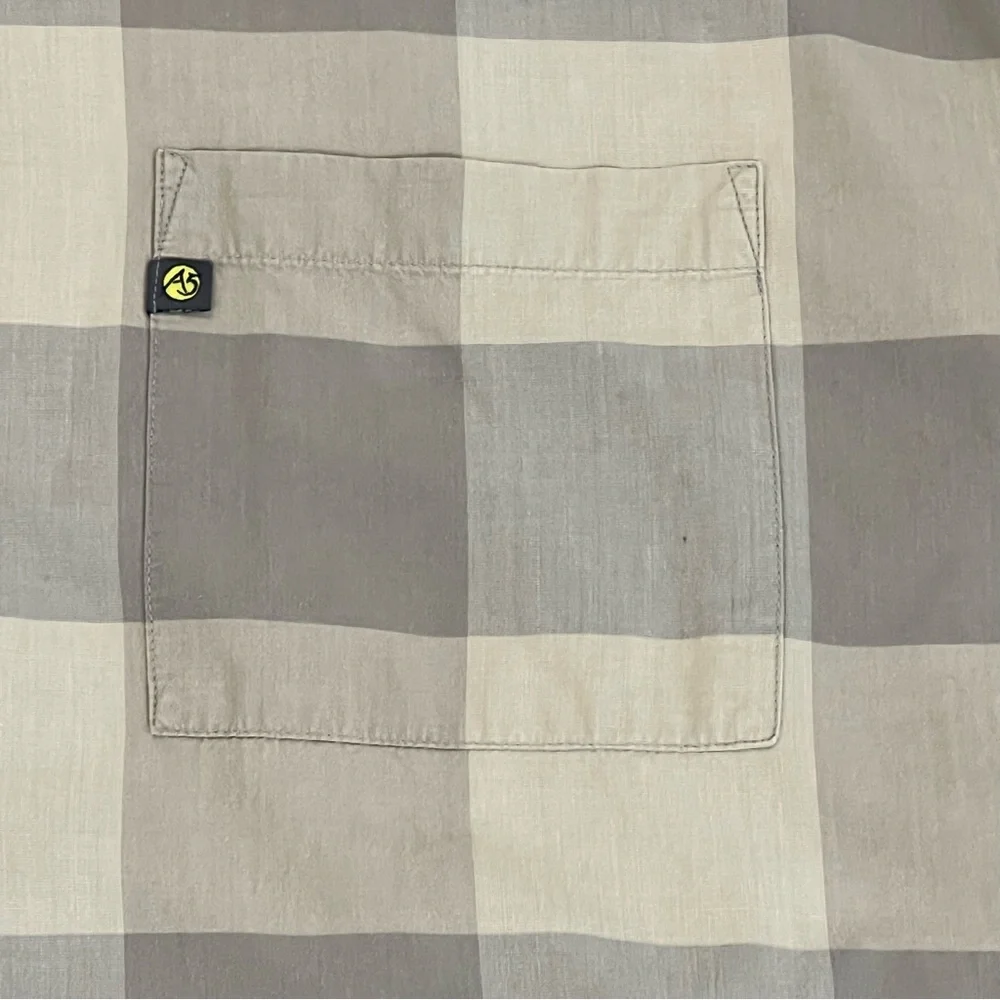 The North‎ Face Shirt Mens Extra Large A5 Series Beige Plaid Short Sleeve Button